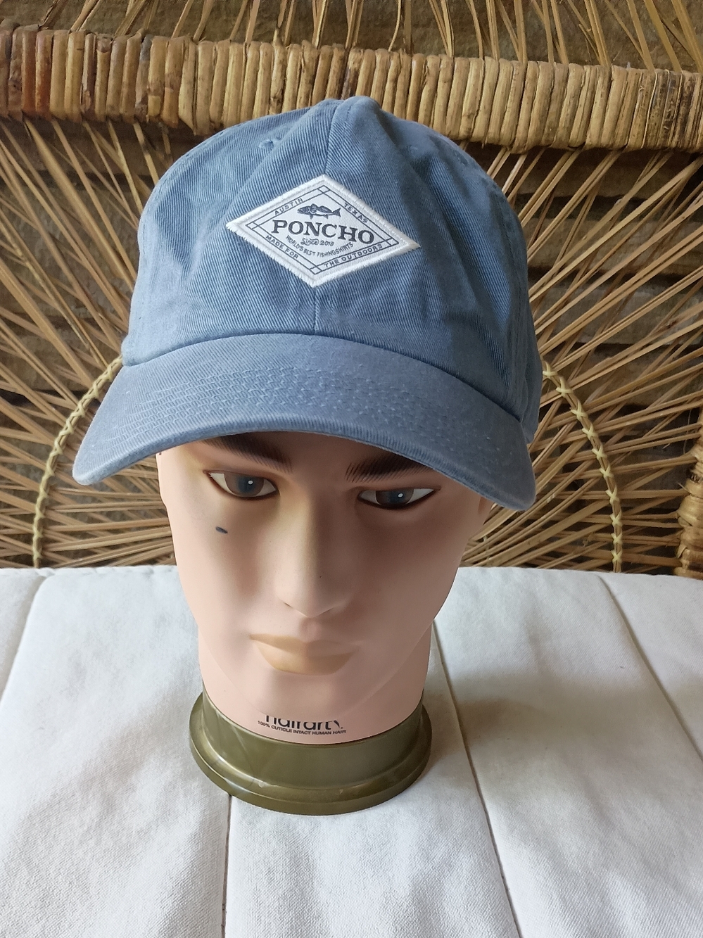 Poncho Men's Washed Blue Cotton Baseball Cap